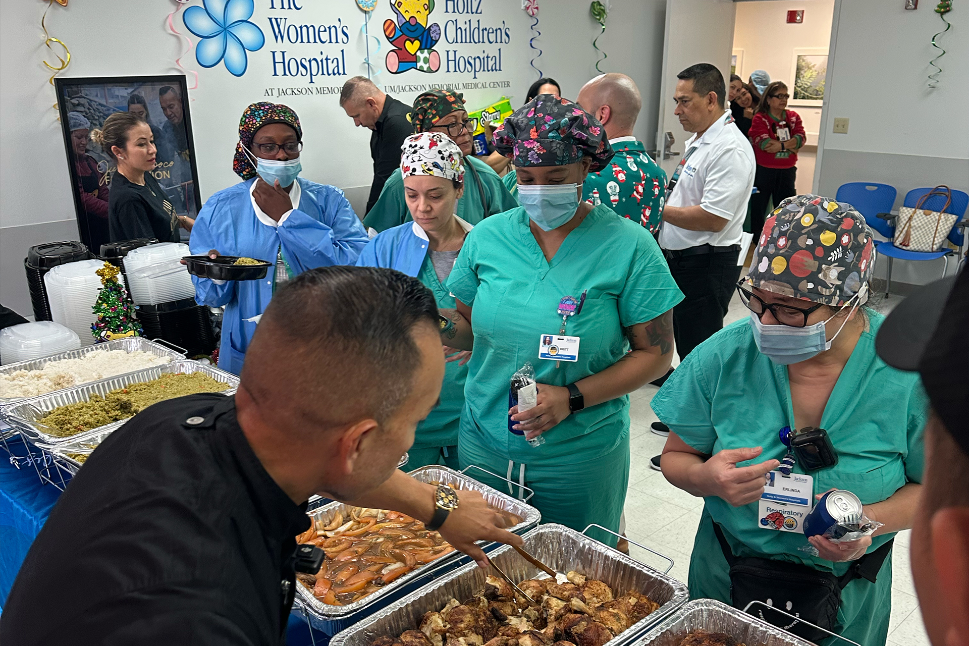 Photo of Juan Chipoco's food donation to Holtz Childrens' Hospital