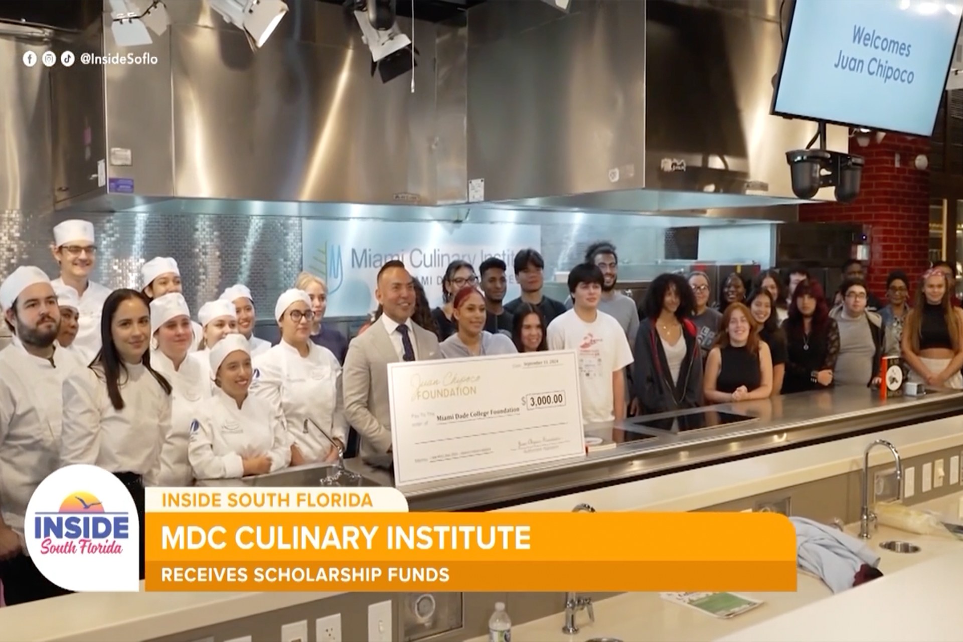 Photo of Juan Chipoco's donation to Miami Culinary Institute and The Miami Dade College Foundation